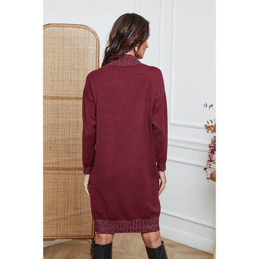 So Cachemire Sukienka dzianinowa &quot;Linoa&quot; w kolorze bordowym So Cachemire XL okazja Limango Polska