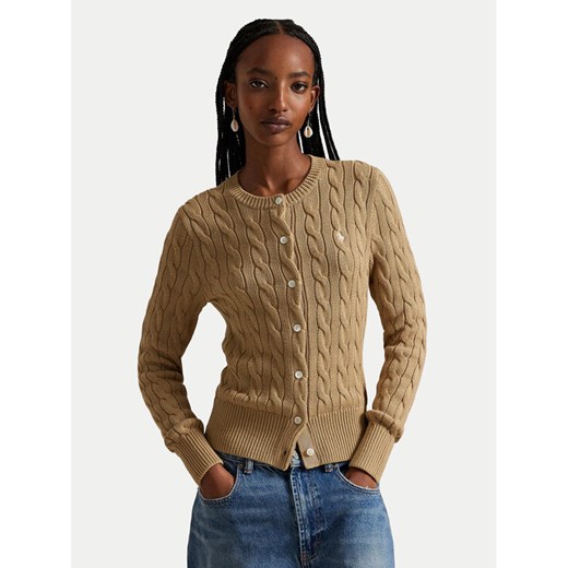Polo Ralph Lauren Kardigan 211971868502 Beżowy Slim Fit ze sklepu MODIVO w kategorii Swetry damskie - zdjęcie 187661141