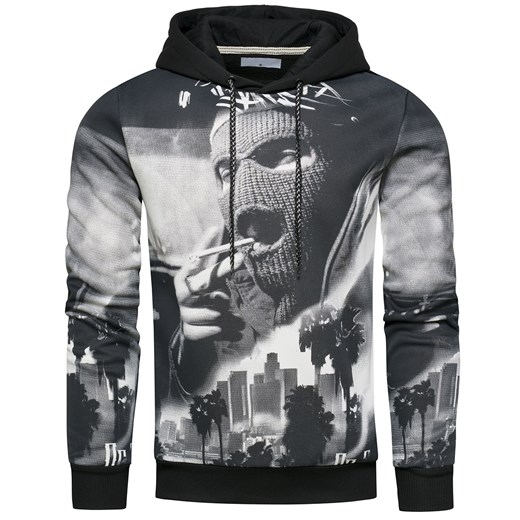 Bluza męska czarna z kapturem streetwear Recea ze sklepu Recea.pl w kategorii Bluzy męskie - zdjęcie 187661890