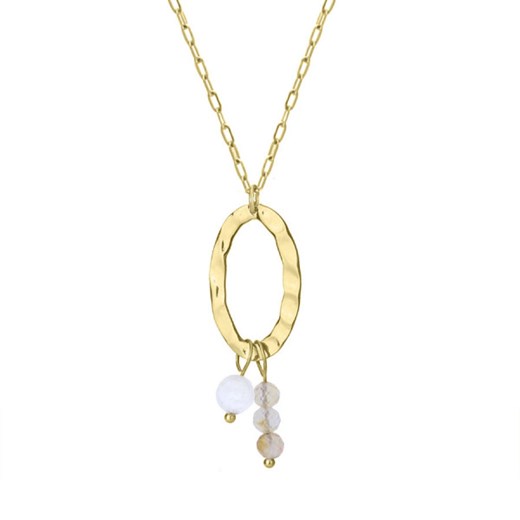 Żółty cytryn i kamień księżycowy młotkowany złoty naszyjnik z kamieniami ze sklepu manoki.pl w kategorii Naszyjniki - zdjęcie 187662052