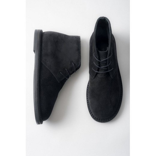 Estro: Sznurowane botki damskie z czarnego weluru naturalnego ze sklepu Estro w kategorii Botki - zdjęcie 187662184