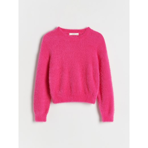 Reserved - Sweter z ozdobnej dzianiny - fioletowy ze sklepu Reserved w kategorii Swetry dziewczęce - zdjęcie 187662191