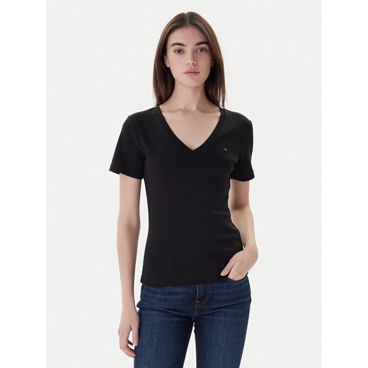 Tommy Hilfiger T-Shirt New Cody WW0WW40584 Czarny Slim Fit ze sklepu MODIVO w kategorii Bluzki damskie - zdjęcie 187662924