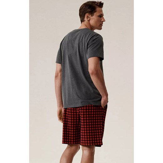 Atlantic bawełniana piżama męska NMP-397-SZMC_CZE, Kolor szaro-czerwony, Rozmiar XL, ATLANTIC ze sklepu Primodo w kategorii Piżamy męskie - zdjęcie 187663244