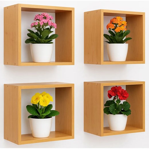 Kwadratowe półki ścienne na kwiaty olcha P9-G42 ze sklepu Edinos.pl w kategorii Półki - zdjęcie 187663612