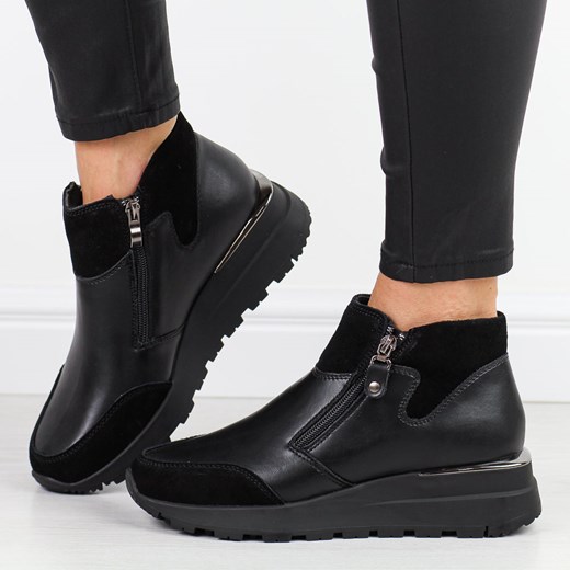 Czarne skórzane botki damskie Filippo dbt6348/24 ze sklepu suzana.pl w kategorii Botki - zdjęcie 187665522