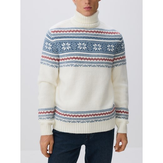 Reserved - Sweter ze świątecznym wzorem - złamana biel ze sklepu Reserved w kategorii Swetry męskie - zdjęcie 187665981