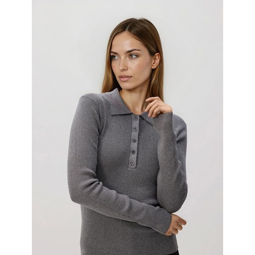 Reserved - Bluzka z kołnierzykiem - ciemnoszary ze sklepu Reserved w kategorii Bluzki damskie - zdjęcie 187666214