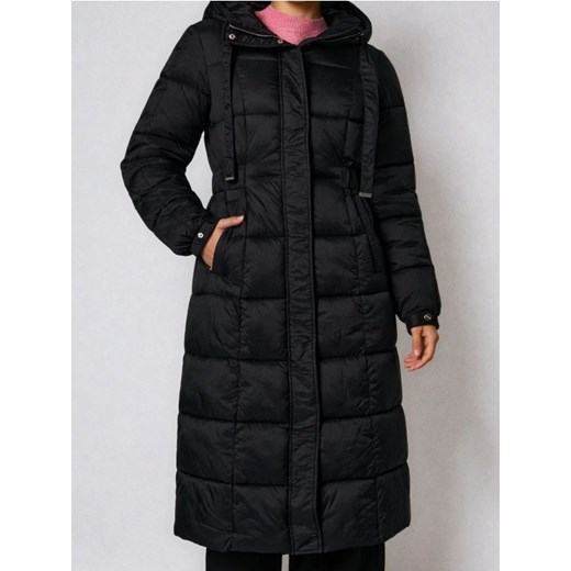 Sinsay - Pikowany płaszcz z kapturem - czarny ze sklepu Sinsay w kategorii Płaszcze damskie - zdjęcie 187666762