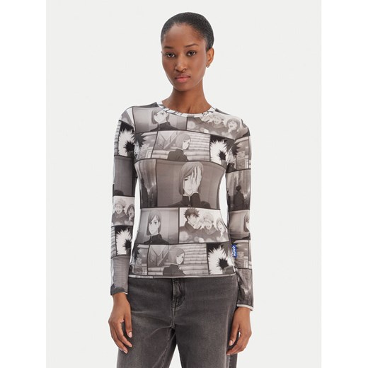 HUGO Bluzka Diraluna 50555473 Szary Regular Fit ze sklepu MODIVO w kategorii Bluzki damskie - zdjęcie 187666913