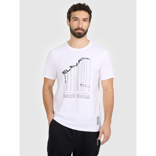 Męski t-shirt z nadrukiem 4F 4FRAW25TTSHM3845 - biały ze sklepu Sportstylestory.com w kategorii T-shirty męskie - zdjęcie 187667724