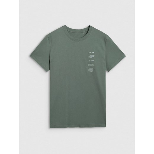 Męski t-shirt z nadrukiem 4F 4FWAW25TTSHM2402 - zielony ze sklepu Sportstylestory.com w kategorii T-shirty męskie - zdjęcie 187667754