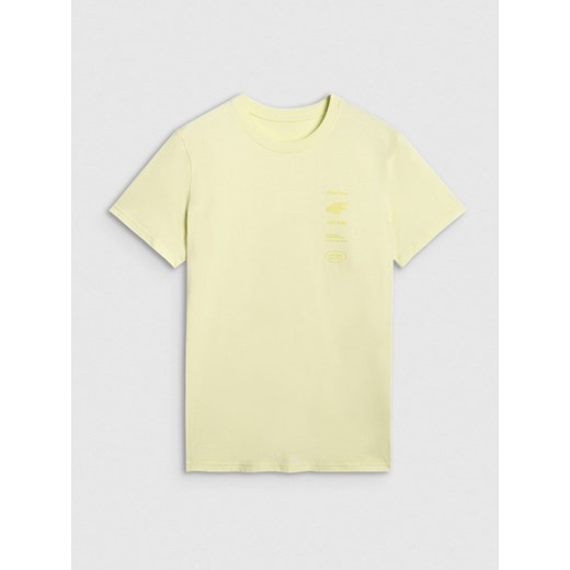 Męski t-shirt z nadrukiem 4F 4FWAW25TTSHM2402 - żółty ze sklepu Sportstylestory.com w kategorii T-shirty męskie - zdjęcie 187667762