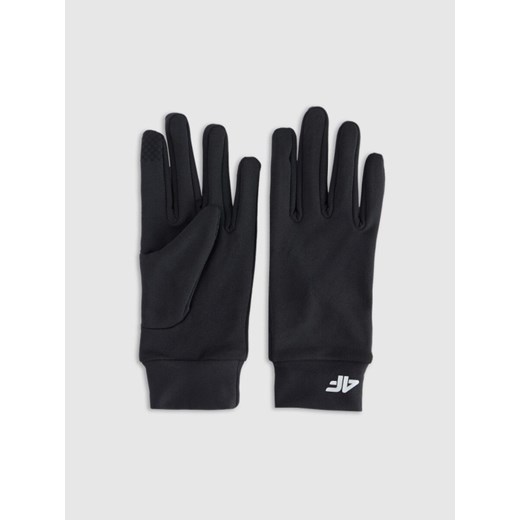 Rękawiczki dzianinowe Touch Screen uniseks 4F 4FWMM00AGLOU153 - czarne ze sklepu Sportstylestory.com w kategorii Rękawiczki damskie - zdjęcie 187667772