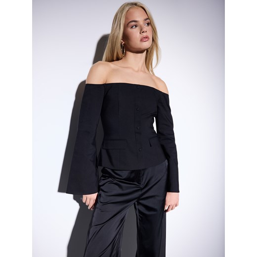 Mohito - Bluzka z odkrytymi ramionami - czarny ze sklepu Mohito w kategorii Bluzki damskie - zdjęcie 187669092