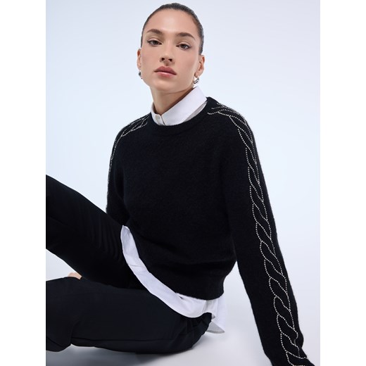 Mohito - Czarny sweter z wełną alpaki - czarny ze sklepu Mohito w kategorii Swetry damskie - zdjęcie 187669213