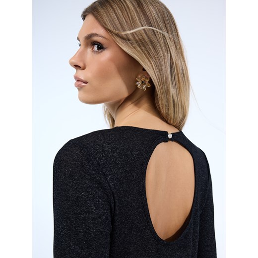 Mohito - Czarna bluzka z metaliczną nitką - czarny ze sklepu Mohito w kategorii Bluzki damskie - zdjęcie 187669301