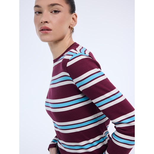 Mohito - Longsleeve w paski - kasztanowy ze sklepu Mohito w kategorii Bluzki damskie - zdjęcie 187669343