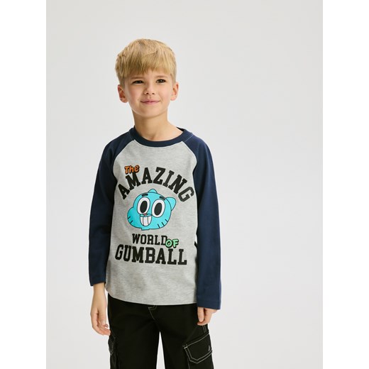 Reserved - Longsleeve Niesamowity Świat Gumballa - jasnoszary ze sklepu Reserved w kategorii T-shirty chłopięce - zdjęcie 187669424