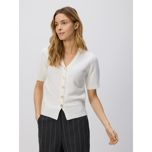 Reserved - Kardigan z dekoracyjnymi guzikami - złamana biel ze sklepu Reserved w kategorii Swetry damskie - zdjęcie 187669613