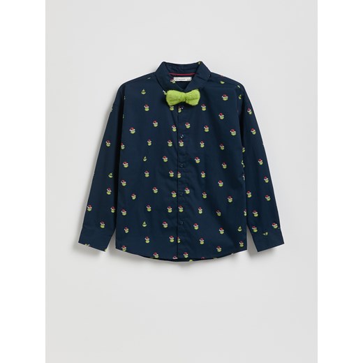 Reserved - Świąteczna koszula Grinch - granatowy ze sklepu Reserved w kategorii Koszule chłopięce - zdjęcie 187669641