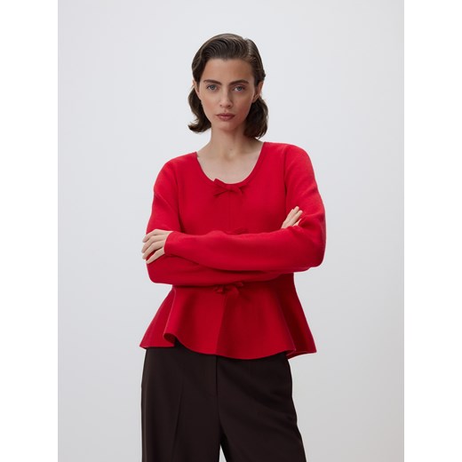 Reserved - Sweter z kokardkami - czerwony ze sklepu Reserved w kategorii Swetry damskie - zdjęcie 187669644