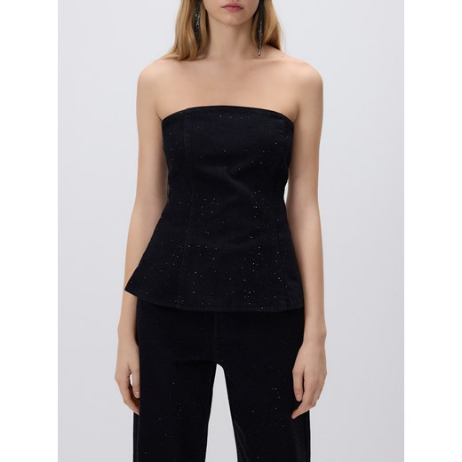 Reserved - Bluzka z błyszczącą aplikacją - czarny ze sklepu Reserved w kategorii Bluzki damskie - zdjęcie 187669752