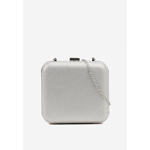 Srebrna Kwadratowa Torebka Kopertówka z Łańcuszkiem Zdobiona Cyrkoniami Realina ze sklepu born2be.pl w kategorii Kopertówki - zdjęcie 187670662