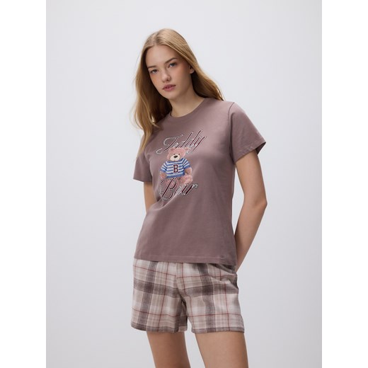 Reserved - Dwuczęściowa piżama z nadrukiem - brązowy ze sklepu Reserved w kategorii Piżamy damskie - zdjęcie 187670923