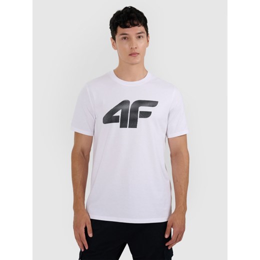Męski t-shirt z nadrukiem 4F 4FRMM00TTSHM3251 - biały ze sklepu Sportstylestory.com w kategorii T-shirty męskie - zdjęcie 187671540