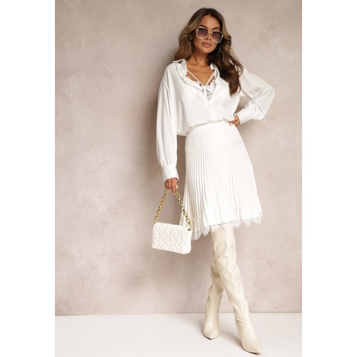 Biała Spódnica Mini Rozkloszowana z Gumką w Talii Saniurio ze sklepu renee.pl w kategorii Spódnice - zdjęcie 187673724
