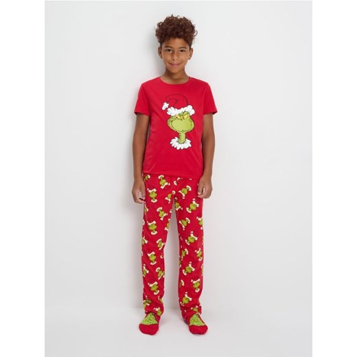 Sinsay - Bawełniana piżama dwuczęściowa z nadrukiem Grinch - czerwony Sinsay 176 Sinsay