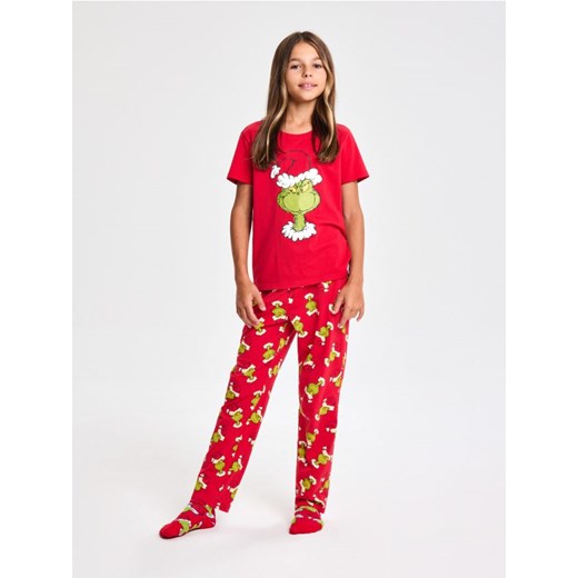 Sinsay - Bawełniana piżama dwuczęściowa z nadrukiem Grinch - czerwony ze sklepu Sinsay w kategorii Piżamy dziecięce - zdjęcie 187674682