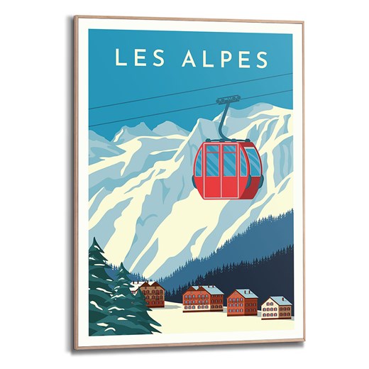 Orangewallz Druk artystyczny &quot;Alpes Ski&quot; w kolorze niebieskim w ramce - 50 x 70 cm ze sklepu Limango Polska w kategorii Obrazy - zdjęcie 187674822