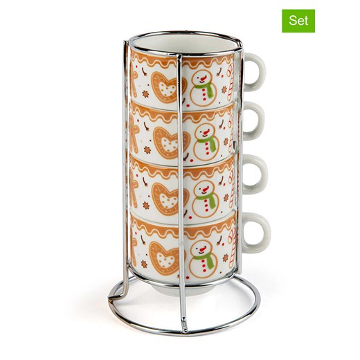 Trendy Kitchen by EXCÉLSA 5-częściowy zestaw &quot;Wonderful Ginger&quot; w kolorze biało-jasnobrązowym do kawy ze sklepu Limango Polska w kategorii Dzbanki i zaparzacze - zdjęcie 187675072