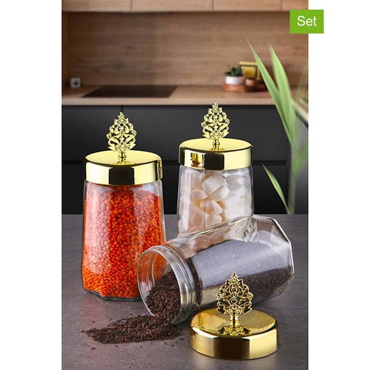 Violeta Home Słoiki (3 szt.) w kolorze złotym - wys. 20 cm ze sklepu Limango Polska w kategorii Pojemniki kuchenne - zdjęcie 187675131