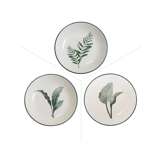 TABLE PASSION Talerze obiadowe (3 szt.) &quot;Floralia&quot; w kolorze biało-zielonym - Ø 24 cm ze sklepu Limango Polska w kategorii Naczynia - zdjęcie 187675181