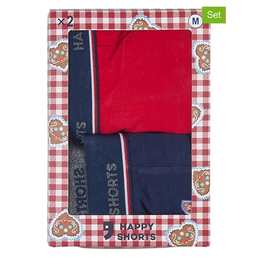 Happy Shorts Bokserki (2 pary) &quot;Oktoberfest&quot; w kolorze granatowo-czerwonym ze sklepu Limango Polska w kategorii Majtki męskie - zdjęcie 187676333