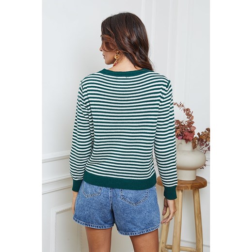 So Cachemire Sweter &quot;Dweg&quot; w kolorze zielono-białym So Cachemire S wyprzedaż Limango Polska