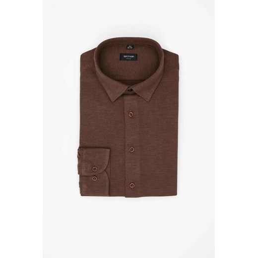 KOSZULA FORMENTO 3321C DŁUGI RĘKAW SLIM FIT BRĄZOWA Z WISKOZĄ ze sklepu Recman w kategorii Koszule męskie - zdjęcie 187677701