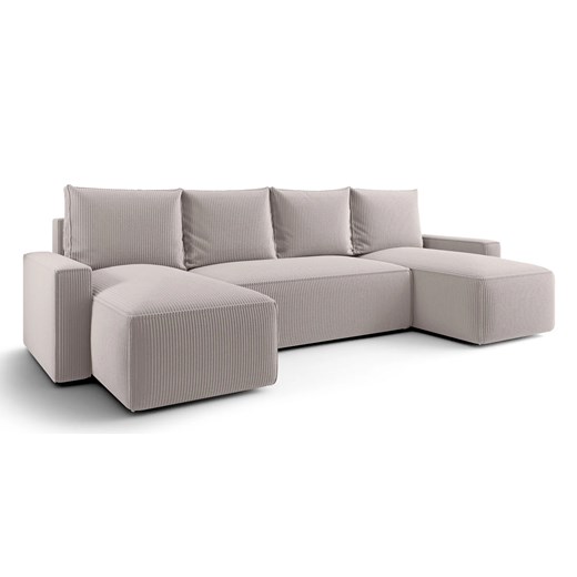 Jasnobeżowy narożnik z funkcją spania i pojemnikiem N9-P05 ze sklepu Edinos.pl w kategorii Narożniki - zdjęcie 187678183