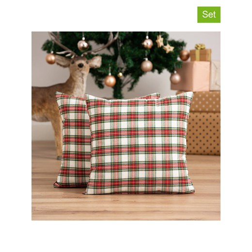 GAMUSI Poszewki (2 szt.) &quot;Check&quot; w kolorze biało-czerwonym na poduszkę ze sklepu Limango Polska w kategorii Poduszki dekoracyjne - zdjęcie 187678674