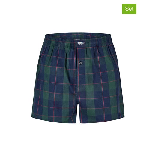 Happy Shorts Bokserki (3 pary) w kolorze granatowo-ciemnozielono-błękitnym ze sklepu Limango Polska w kategorii Majtki męskie - zdjęcie 187678711