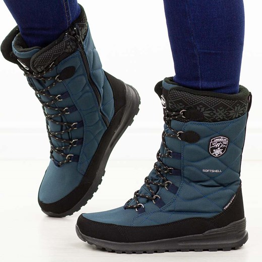 Granatowe zimowe śniegowce damskie z membraną American Club Softshell ze sklepu suzana.pl w kategorii Śniegowce damskie - zdjęcie 187679862