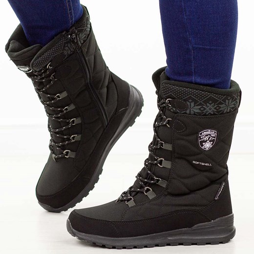 Czarne zimowe śniegowce damskie z membraną American Club Softshell Sn8 ze sklepu suzana.pl w kategorii Śniegowce damskie - zdjęcie 187679884