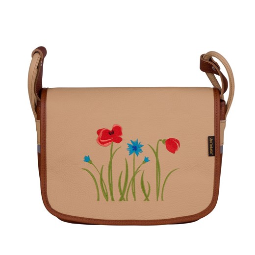 brązowa torebka damska skórzana listonoszka z haftem Pola ze sklepu Słoń Torbalski w kategorii Listonoszki - zdjęcie 187680053