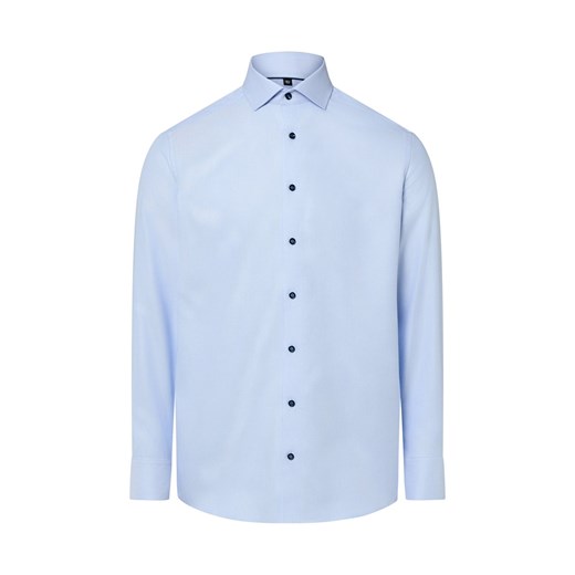 Finshley & Harding Męska koszula non-iron Mężczyźni Modern Fit Bawełna jasnoniebieski wypukły wzór tkaniny ze sklepu vangraaf w kategorii Koszule męskie - zdjęcie 187680171