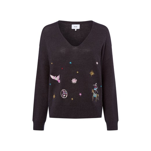 Nümph Damski sweter z dzianiny z zawartością alpaki - Nualmut Kobiety antracytowy jednolity ze sklepu vangraaf w kategorii Swetry damskie - zdjęcie 187680194