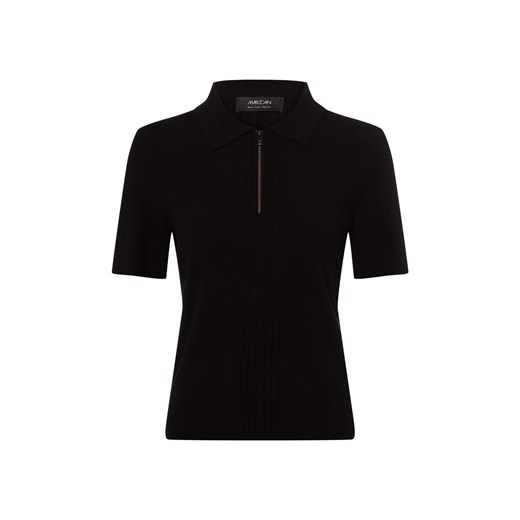Marc Cain Damska koszulka polo z dzianiny z zawartością wełny i kaszmiru Kobiety czarny jednolity ze sklepu vangraaf w kategorii Swetry damskie - zdjęcie 187680201