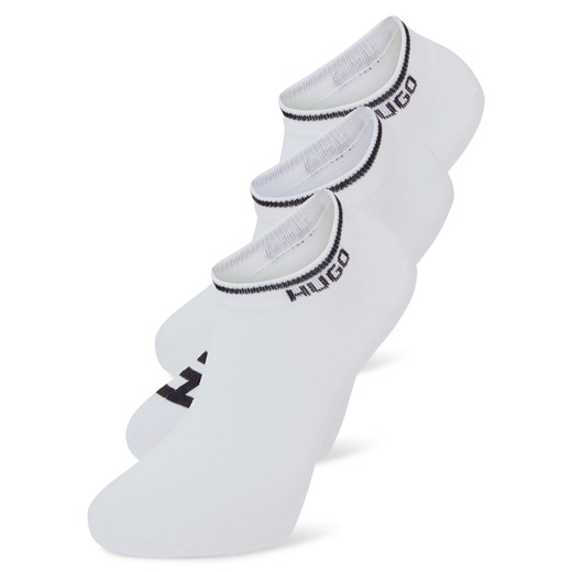 HUGO Męskie skarpety do trampek w 3-paku Mężczyźni Bawełna biały wzorzysty ze sklepu vangraaf w kategorii Skarpetki męskie - zdjęcie 187680234